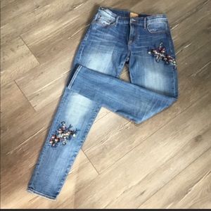Driftwood "beau" Embroidered  Blue 5 Pocket Jeans